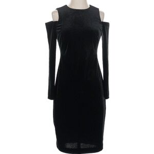 Calvin Klein Velvet Black Cold Shoulder Dress